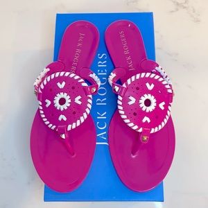 NEW Jack Rogers Georgica Jelly in Bright Pink, size 9M